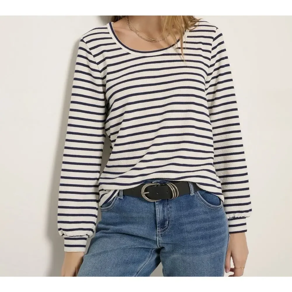 SEAS Seventy Eight & Sunny Long Sleeve Tee - S Navy Stripe Coastal Preppy USA